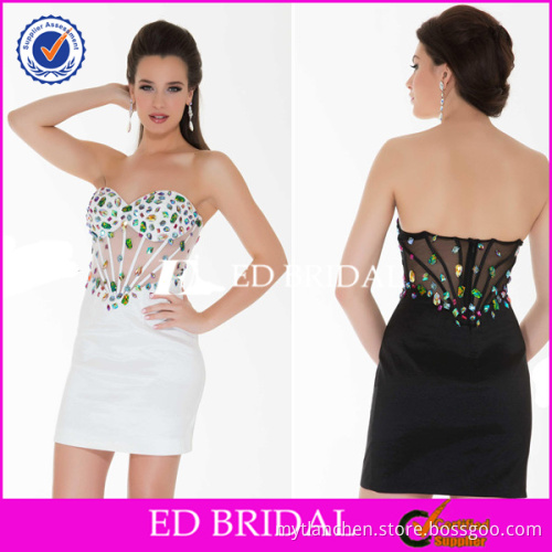 NS816 2014 New Fashion Tight Mini See Through Crystal Beaded Party Dress